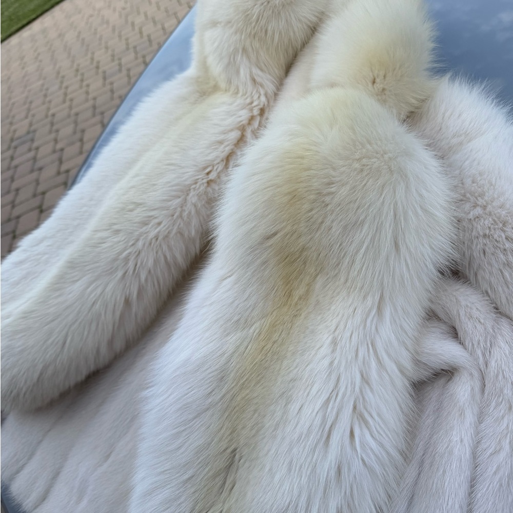 Vintage white fox real fur coat stunning mink body fits a size 8 sm/med - Picture 10 of 15